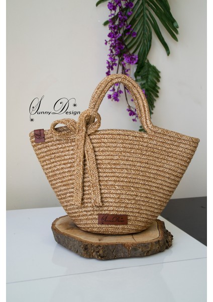 Jüt Hasır Çanta El Yapımı El Çantası Kol Çantası Günlük Çanta
