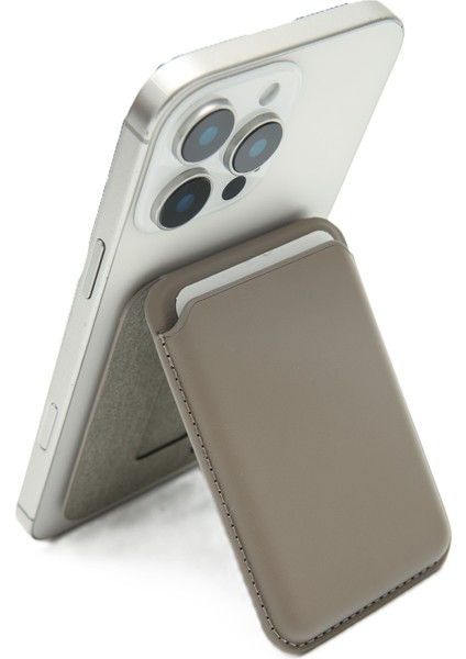 Magsafe Özellikli Vizon Standlı Manyetik Kartlık Cüzdan