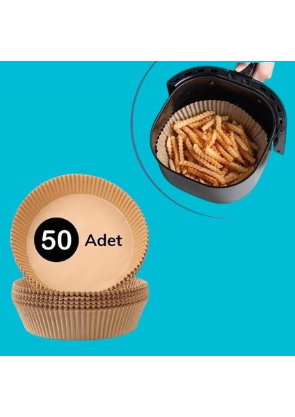 Pratikaı 50 Adet Air Fryer Pişirme Kağıdı | Yuvarlak Tabak Model