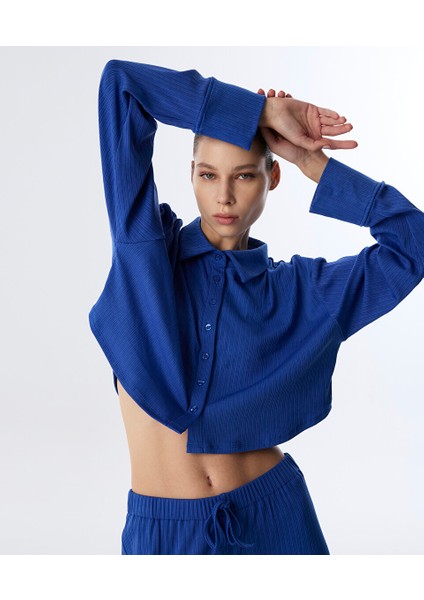 Dokulu Crop Gömlek TS1250025208BZ7