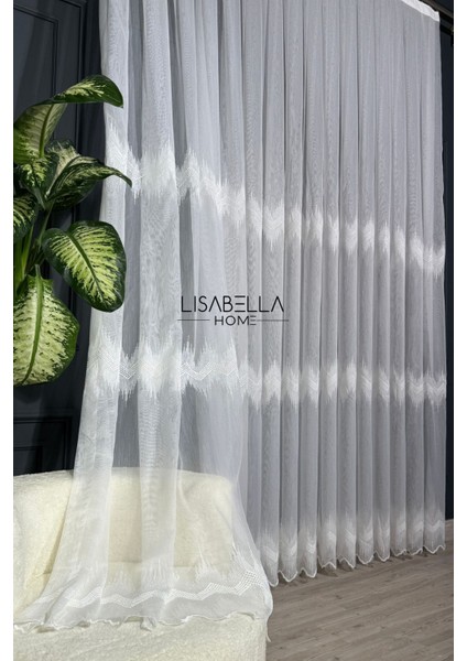 Broderie Elegance Tül Perde ( 1x3 Sık Pile Dikişli )