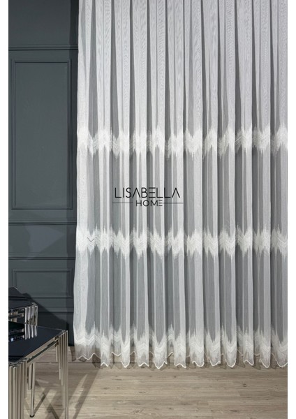Broderie Elegance Tül Perde ( 1x3 Sık Pile Dikişli )