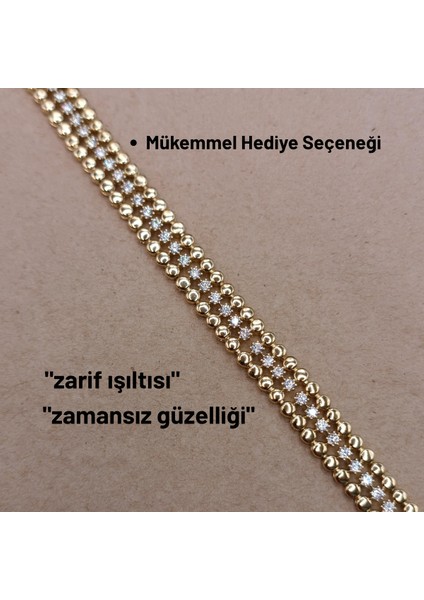 Üç Sıralı Taş Detaylı Altın Rengi Kuyumcu Model Xuping Bileklik fırsatları