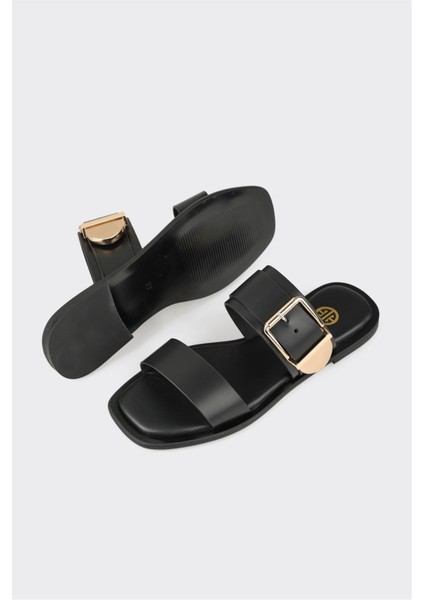 Kahve Deri Kadın Düz Terlik modelleri