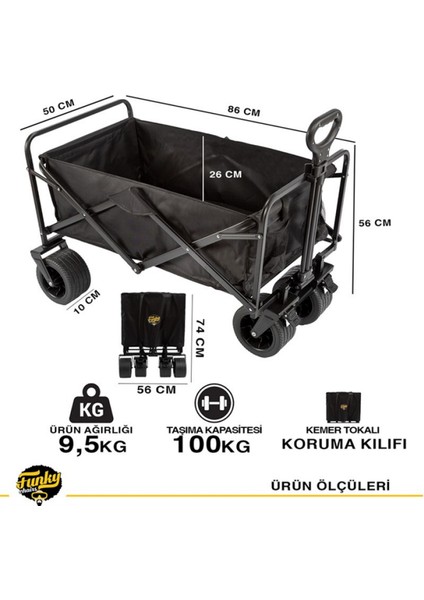 Funky Chaırs Katlan. Vagon Plaj ve Kamp Arabası - Siyah fırsatları