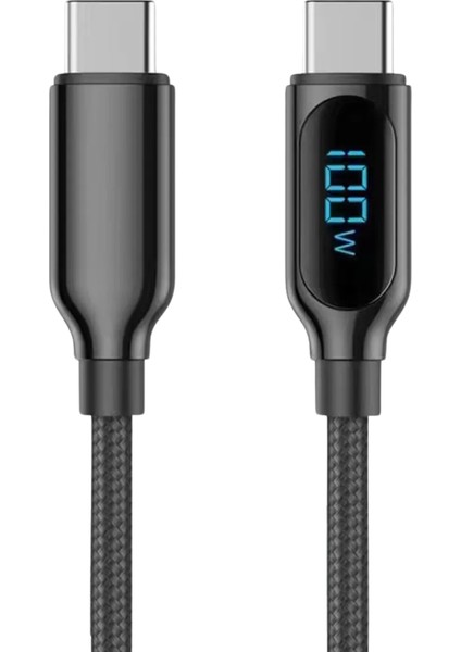Dijital Ekranlı 1.2 Metre 100W Type-C To Type-C Hızlı Data Sarj Kablosu HPCCL120