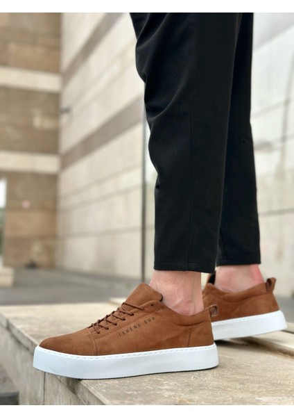 ET0104 Bağcıklı Taba Süet Beyaz Taban Spor Klasik Erkek Ayakkabı