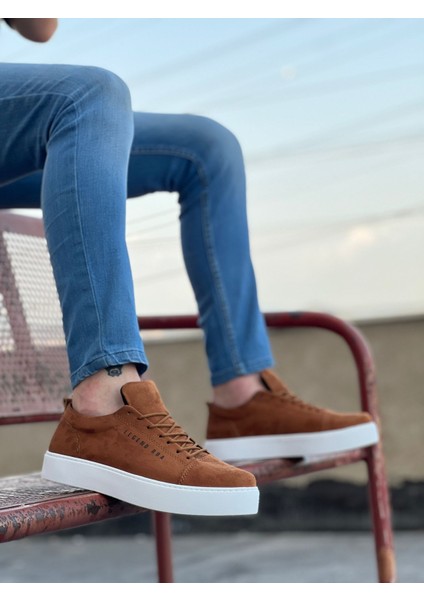 ET0104 Bağcıklı Taba Süet Beyaz Taban Spor Klasik Erkek Ayakkabı