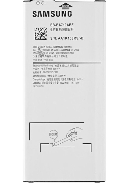 Samsung Galaxy A7 2016 SM-A710 Batarya Pil -