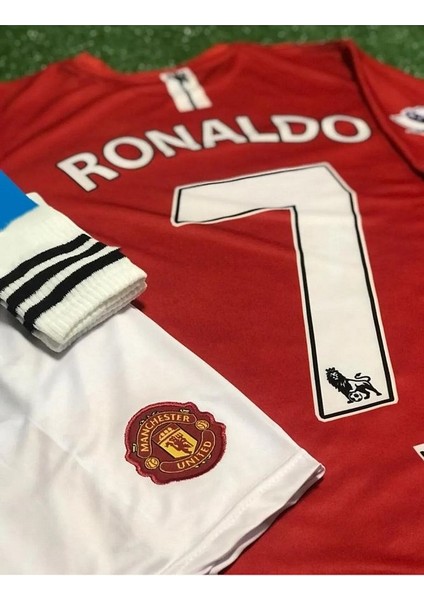 Manchester/United Moskova 2008 Sezonu Cristiano Ronaldo Çocuk Forması 3'Lü Set (Red)
