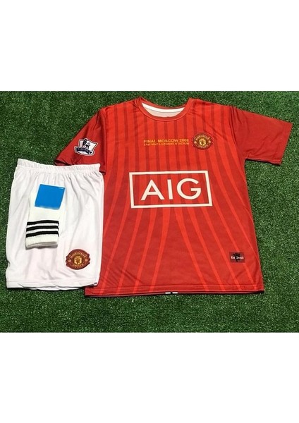 Manchester/United Moskova 2008 Sezonu Cristiano Ronaldo Çocuk Forması 3'Lü Set (Red)