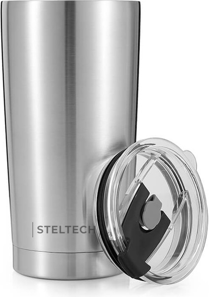 Cup – 600ml Paslanmaz Çelik Termos , Çelik Pipetli, Ekstra Sürgülü Kapak ve Temizleme fırçalı