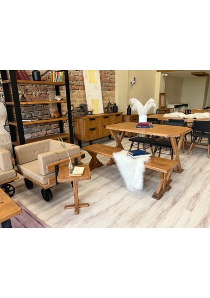 Vitra Masif Ahşap Ayaklı Bench (60 cm )