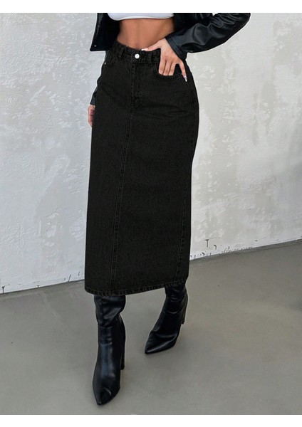 Pamuklu Siyah Denim Etek modelleri