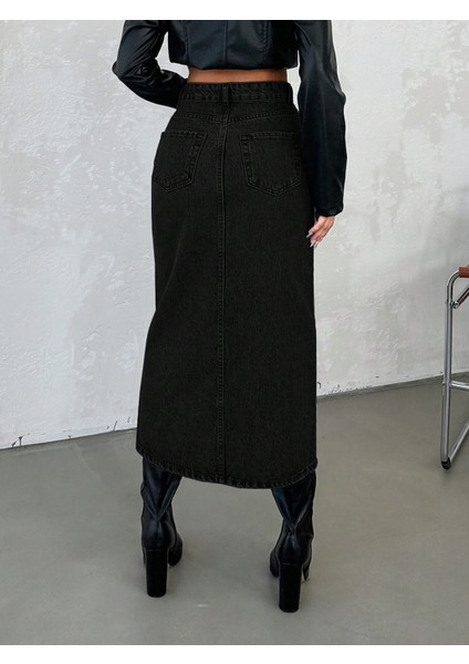 Pamuklu Siyah Denim Etek fırsatları