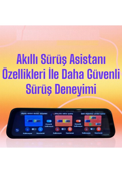 4K Yüksek Kalite Ayna Araç Kamerası Sürüş Asistanı ve 10 Inç Dokunmatik Ekran + Wifi Özellikli