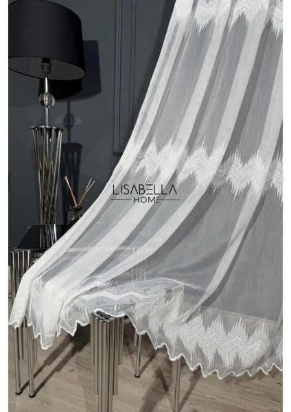 Broderie Elegance Tül Perde ( 1x2.5 Orta Pile Dikişli )