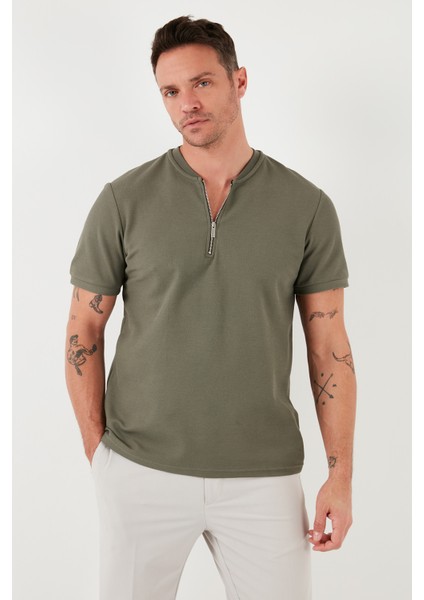 Pamuklu Regular Fit Yarım Fermuarlı Kolej Yaka 3'lü Paket T Shirt Erkek T Shirt 5902653S3 fırsatları