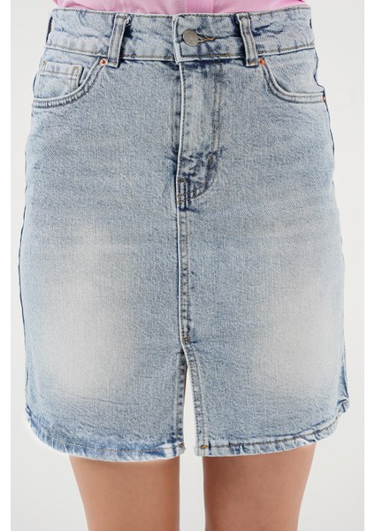 Kadın Mini Kot Etek 8037 - Mavi indirimleri