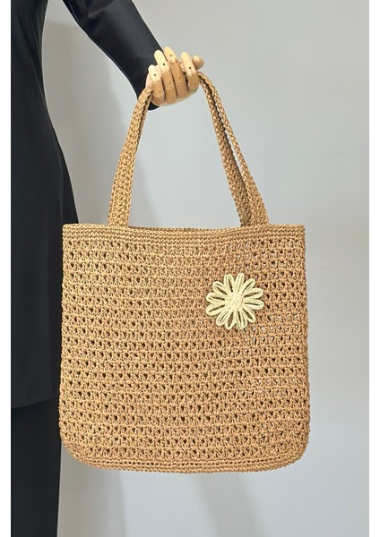El Örgüsü Hasır Çanta Plaj Çantası 026 CAMEL05 fiyatları