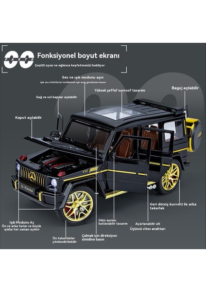 Ses ve Işık Geri Dönüşü ile Arazi Aracı Altı Kapı 1:24 Mercedes G63 Alaşımlı Araba (Yurt Dışından) fiyatları