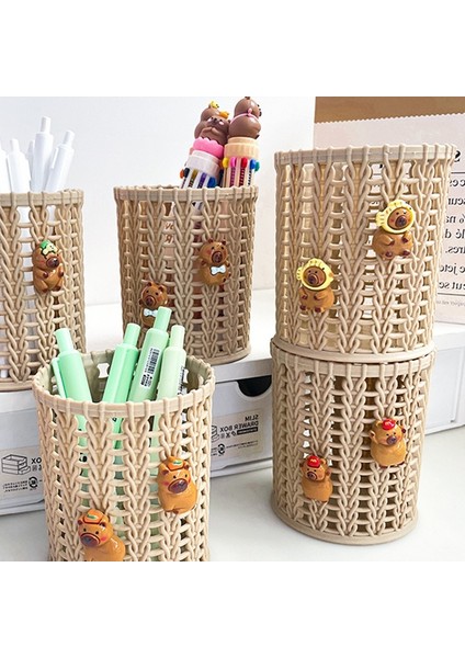 Sevimli Öğrenci Kırtasiye Ofis Masaüstü Kapbara Taklit Rattan Kalem Tutucu (Yurt Dışından)