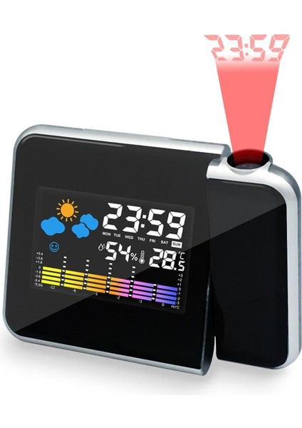 LED Renkli Ekran Dijital Yaratıcı Perden Takvim Hava Projeksiyon Saati (Yurt Dışından)