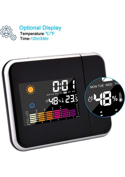 LED Renkli Ekran Dijital Yaratıcı Perden Takvim Hava Projeksiyon Saati (Yurt Dışından) modelleri