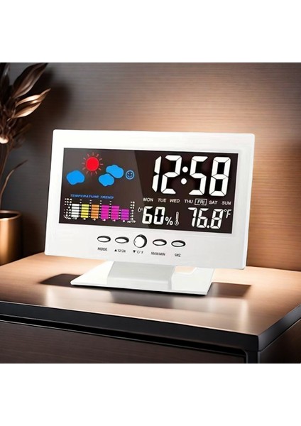 Hava Saati Renkli Ekran Sıcaklık ve Nem Ev Ses Kontrollü Çalar Saat Gösterir (Yurt Dışından) indirimleri