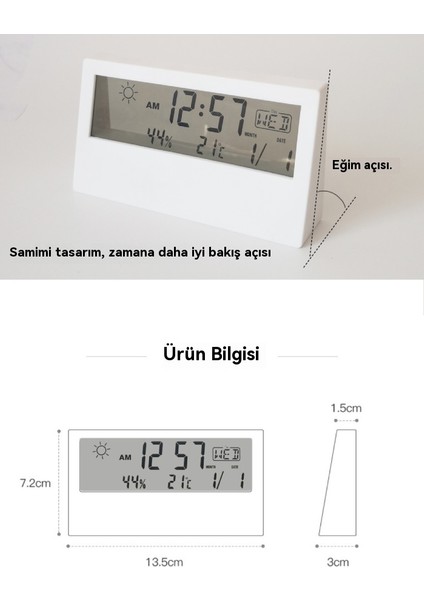 Yaratıcı Hava Görünümü Başucu Sessiz Ins Öğrenci Minimalist Küçük Çalar Saat (Yurt Dışından)