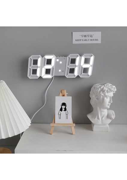 Ev Yatak Odası Atmosferi Akıllı 3D Dijital Saat Çalar Saat Sıcaklık Saati (Yurt Dışından) fiyatları