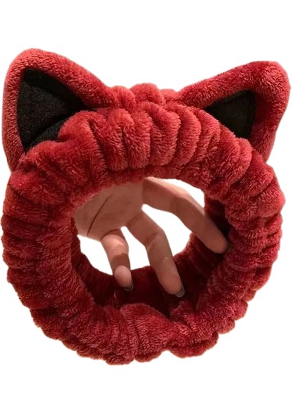 Kedi Kulakları Kadın Yüz Yıkama Maskesi Kafa Bandı Yıkama Kaymaz Saç Bandı (Yurt Dışından)