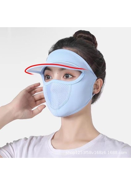 Açık Güneş Koruyucu Yüz Uv Geçirmez Tam Yüz Buz Ipek Nefes Maskesi (Yurt Dışından)