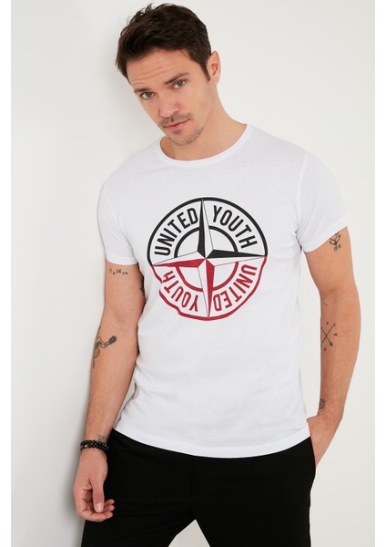 Pamuklu Slim Fit Bisiklet Yaka Baskılı 3'lü Paket T Shirt Erkek T Shirt 541S31 modelleri