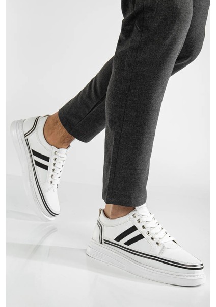 Matias Erkek Beyaz Cilt Günlük Rahat Dikişli Hafif Poli Taban Yürüyüş Garantili Spor Ayakkabı MATIAS-7108