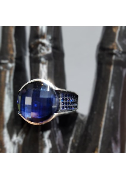 925 Ayar Gümüş Mavi Zirkon Taşlı Erkek Yüzük fiyatları