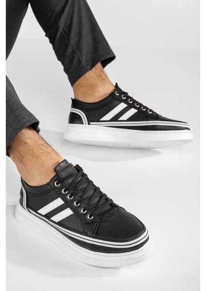 Matias Erkek Siyah Cilt Günlük Rahat Dikişli Hafif Poli Taban Yürüyüş Garantili Spor Ayakkabı MATIAS-7108 fiyatları