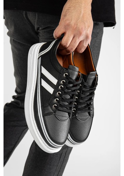 Matias Erkek Siyah Cilt Günlük Rahat Dikişli Hafif Poli Taban Yürüyüş Garantili Spor Ayakkabı MATIAS-7108 modelleri