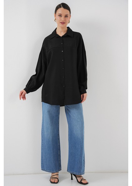 Kadın Uzun Oversize Gömlek 5965 - Siyah fiyatları