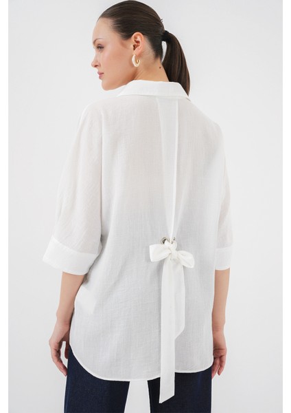 Kadın Bağlama Detaylı Ayrobin Gömlek 20290 - Beyaz fiyatları