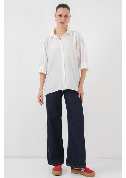 Kadın Bağlama Detaylı Ayrobin Gömlek 20290 - Beyaz modelleri