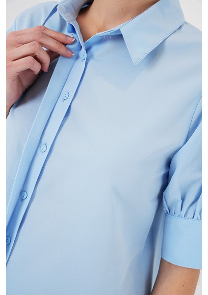 Kadın Kısa Kol Gömlek 20312 - Mavi indirimleri