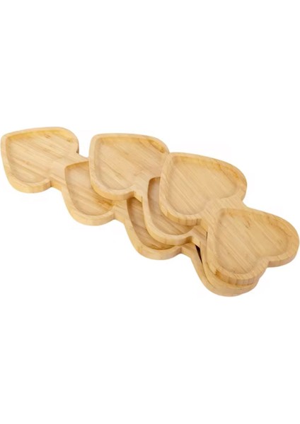 Romantik Kalp Detaylı Ahşap Çerezlik ve 3 Bölmeli Sunumluk fiyatları