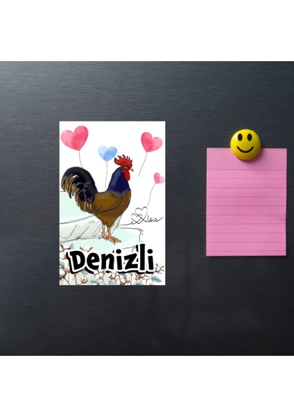 Çizimli Denizli Horozu Magnet