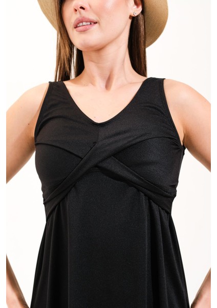 2257_KADIN 2'li Takım Taytlı Çapraz Bantlı Askılı Elbise Deniz/havuz Mayosu fırsatları