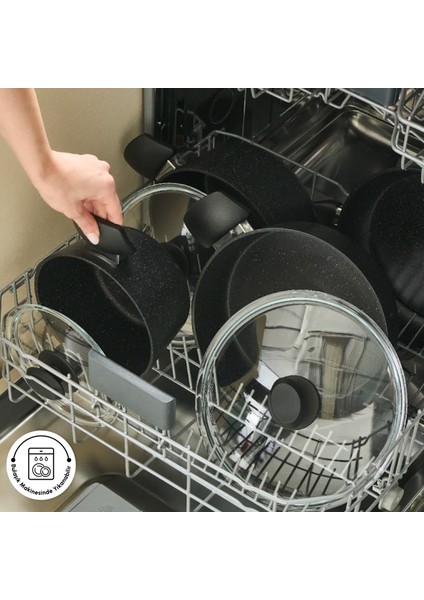 Defne Biogranit V2 7 Parça Tencere Seti Black