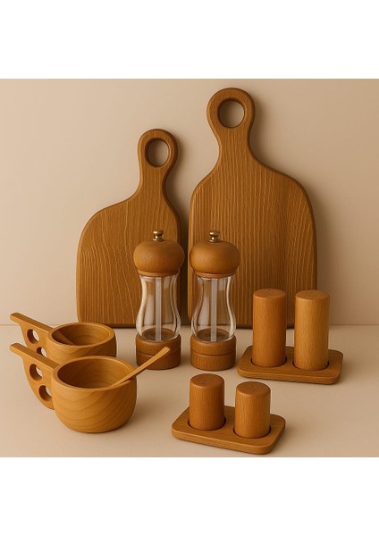10 Parça El Yapımı Ahşap Mutfak Seti – Doğal, Özgün ve Fonksiyonel Tasarım fiyatları