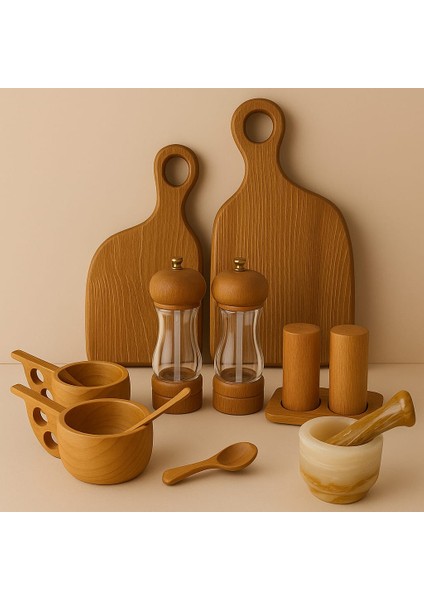 10 Parça El Yapımı Ahşap Mutfak Seti – Doğal, Özgün ve Fonksiyonel Tasarım modelleri