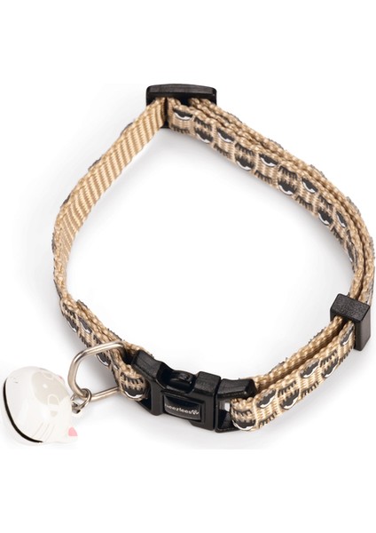 Beeztees Kedi Boyun Tasması, Zilli, Bej, 20-30CM
