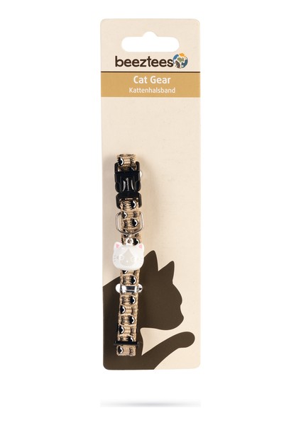 Beeztees Kedi Boyun Tasması, Zilli, Bej, 20-30CM